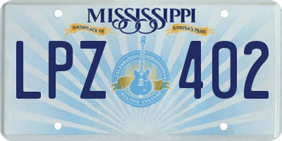 MS license plate LPZ402