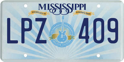 MS license plate LPZ409