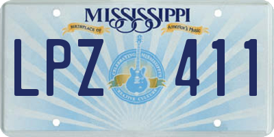 MS license plate LPZ411