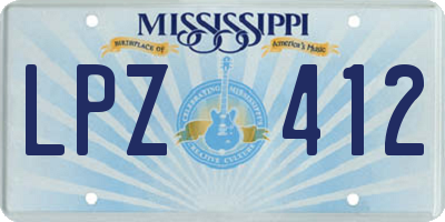 MS license plate LPZ412