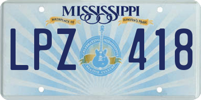 MS license plate LPZ418