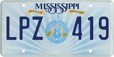 MS license plate LPZ419