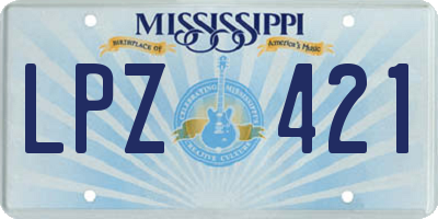 MS license plate LPZ421
