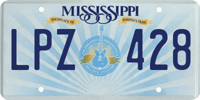 MS license plate LPZ428