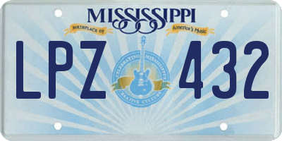 MS license plate LPZ432