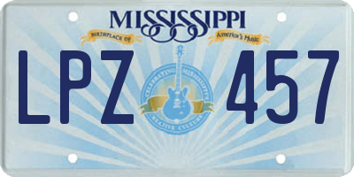 MS license plate LPZ457