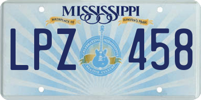 MS license plate LPZ458