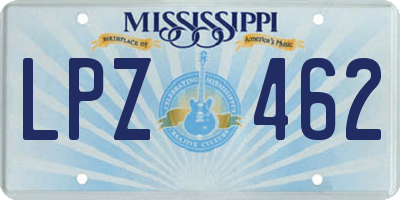 MS license plate LPZ462