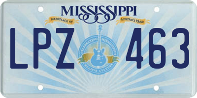 MS license plate LPZ463