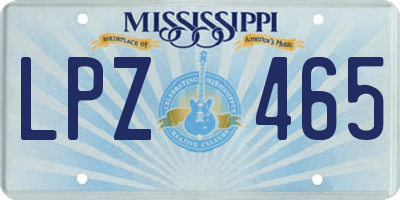 MS license plate LPZ465