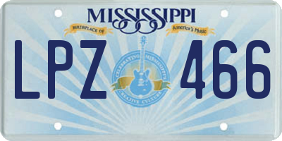 MS license plate LPZ466