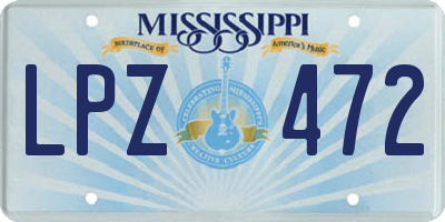 MS license plate LPZ472
