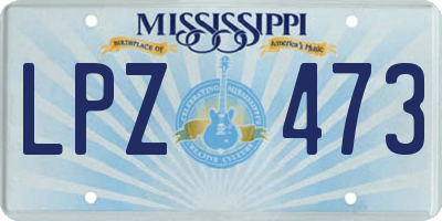MS license plate LPZ473