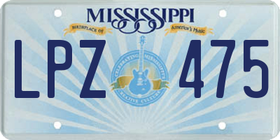 MS license plate LPZ475