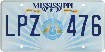 MS license plate LPZ476