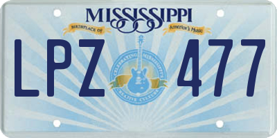 MS license plate LPZ477
