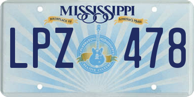 MS license plate LPZ478