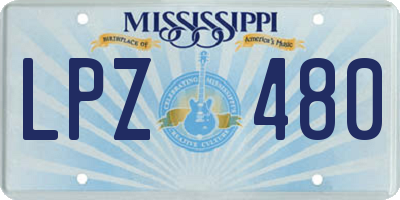 MS license plate LPZ480