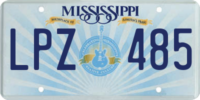 MS license plate LPZ485