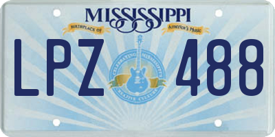 MS license plate LPZ488