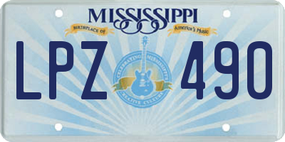 MS license plate LPZ490