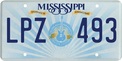 MS license plate LPZ493