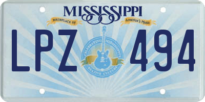 MS license plate LPZ494