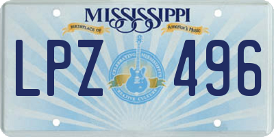 MS license plate LPZ496