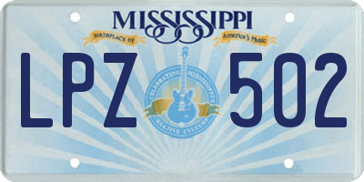 MS license plate LPZ502