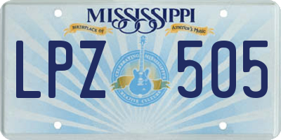 MS license plate LPZ505