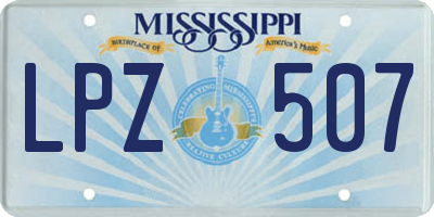 MS license plate LPZ507