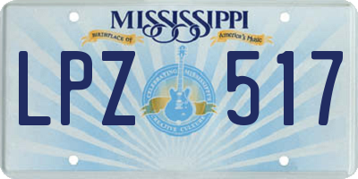 MS license plate LPZ517