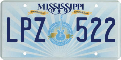 MS license plate LPZ522
