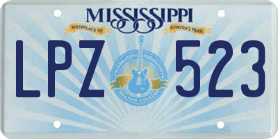 MS license plate LPZ523