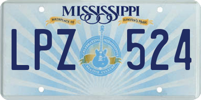 MS license plate LPZ524