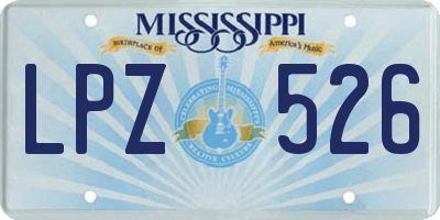 MS license plate LPZ526