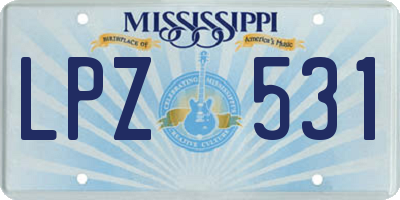 MS license plate LPZ531
