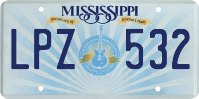 MS license plate LPZ532