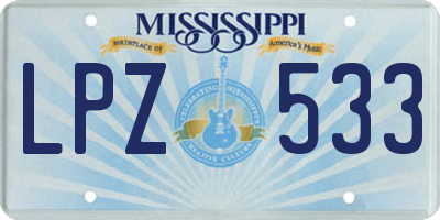 MS license plate LPZ533