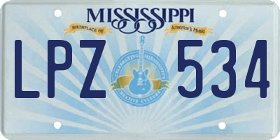 MS license plate LPZ534