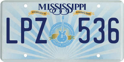 MS license plate LPZ536