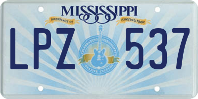 MS license plate LPZ537