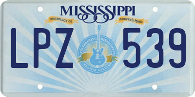MS license plate LPZ539