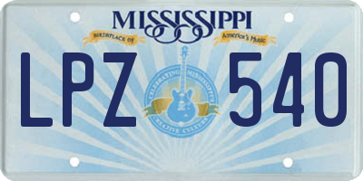 MS license plate LPZ540
