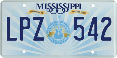 MS license plate LPZ542