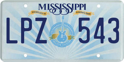 MS license plate LPZ543