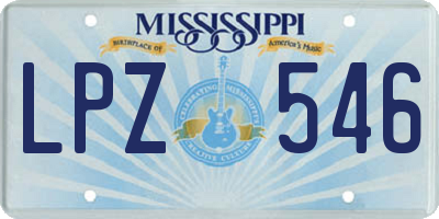 MS license plate LPZ546