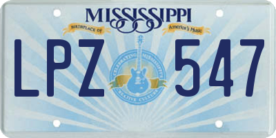 MS license plate LPZ547