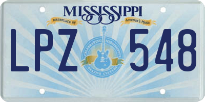 MS license plate LPZ548