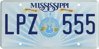 MS license plate LPZ555